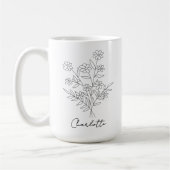 Bloemen mok, Op maat gemaakte naam mok, Moederdag, Koffiemok (Links)