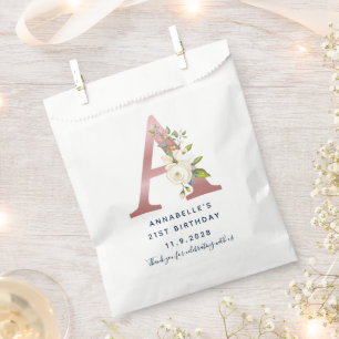 Bloemen Monogram 21e Verjaardag Naam Aangepast Bedankzakje
