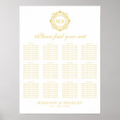  Bloemen Monogram Goud Trouwstoel Grafiek Poster (Voorkant)