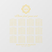 Bloemen Monogram Goud Trouwstoel Grafiek Raamsticker (Vel)