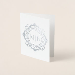 Bloemen Monogram Huwelijk Bedankt Folie Kaarten