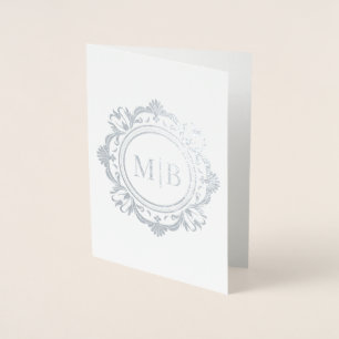 Bloemen Monogram Huwelijk Bedankt Folie Kaarten