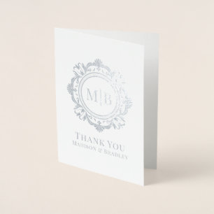Bloemen Monogram Huwelijk Bedankt Folie Kaarten