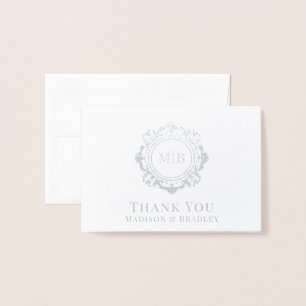  Bloemen Monogram Huwelijk Bedankt Folie Kaarten