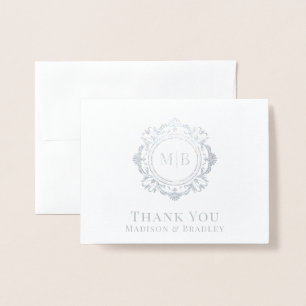 Bloemen Monogram Huwelijk Bedankt Folie Kaarten