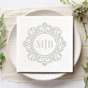 Bloemen Monogram Huwelijk Custom Folie Servetten