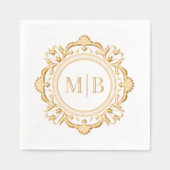 Bloemen Monogram Huwelijk Custom Folie Servetten (Voorkant)