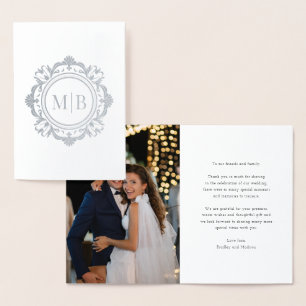 Bloemen Monogram Huwelijk Dank u Foto Folie Kaarten