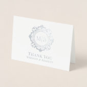  Bloemen Monogram Huwelijk Dank u Foto Folie Kaarten (Voorkant)