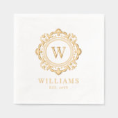  Bloemen Monogram Huwelijk Elegant Goud Folie Servetten (Voorkant)