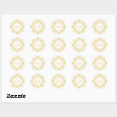 Bloemen Monogram Huwelijk Elegant Goud Ronde Sticker (Vel)