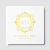 Bloemen Monogram Huwelijk Elegant Goud Wit Gastenboek (Voorkant)