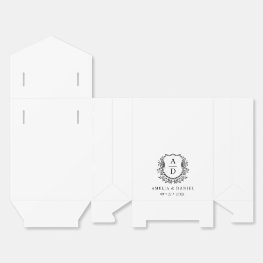 Bloemen Monogram Huwelijk White Crest Modern Bedankdoosjes (Ongevouwen)