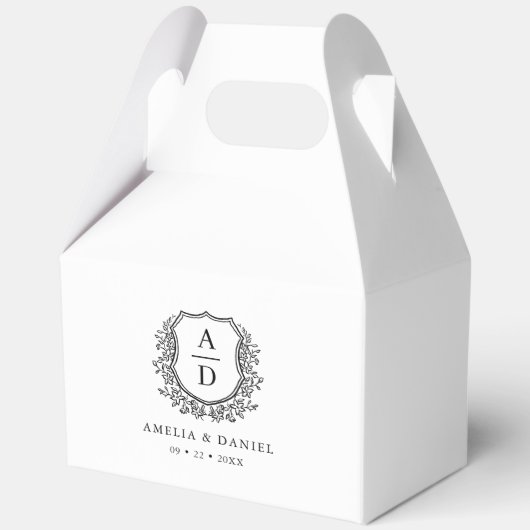 Bloemen Monogram Huwelijk White Crest Modern Bedankdoosjes (Voorkant)