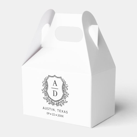 Bloemen Monogram Huwelijk White Crest Modern Bedankdoosjes (Achterkant)