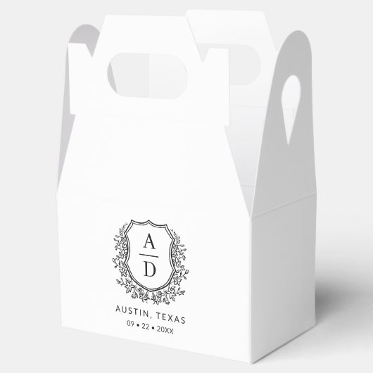 Bloemen Monogram Huwelijk White Crest Modern Bedankdoosjes (Geopend)