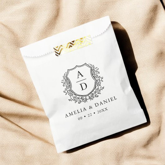 Bloemen Monogram Huwelijk White Crest Modern Bedankzakje