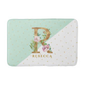Bloemen monogram letter R voor REBECCA Badmat (Voorkant)