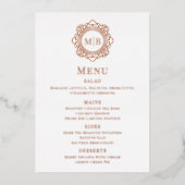 Bloemen Monogram Trouwmenu Folie Uitnodiging (Voorkant)