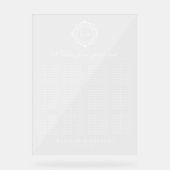 Bloemen Monogram Trouwstoel Grafiek Acryl Bord (Voorkant)