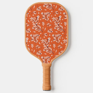 Bloemen Monogrammed Initialen Sinaasappel & Roze Pickleball Paddle