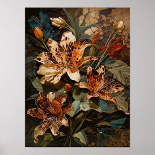 Bloemen Mozaïek - bloemen digitale kunst poster