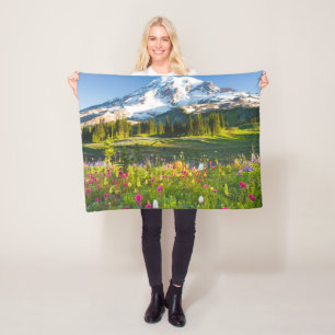 Bloemen   Mt. Rainier Wildbloemen Fleece Deken