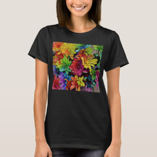 Bloemen multi-gekleurde top (zwart)