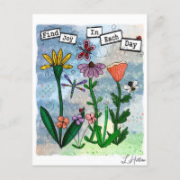 Bloemen, muzieknoten en Joy Artwork