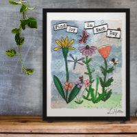 Bloemen, muzieknoten en Joy Artwork