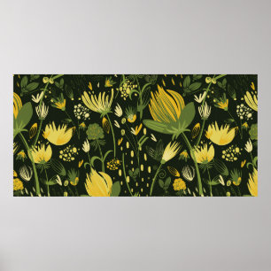 Bloemen naadloos patroon poster