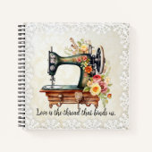 Bloemen naaimachine notitieboek (Voorkant)