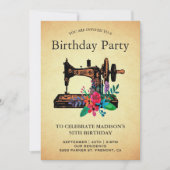  Bloemen Naaimachine Verjaardagsfeest Kaart (Voorkant)