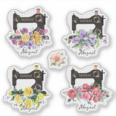Bloemen  naaimachines Sticker set (Voorkant)
