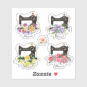 Bloemen  naaimachines Sticker set (Vel)