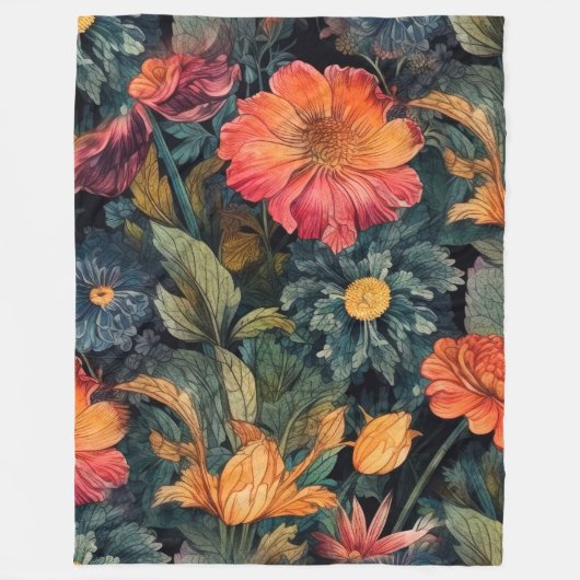 Bloemen natuur kunst fleece deken (Voorkant)