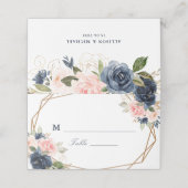 Bloemen Navy & blush waterverf geometrische bruilo (Buitenkant ongevouwen)