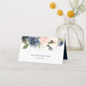 Bloemen Navy & blush waterverf geometrische bruilo (Achterkant)
