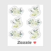 Bloemen  Navy Waterverf Bloemen bruiloft Sticker (Vel)