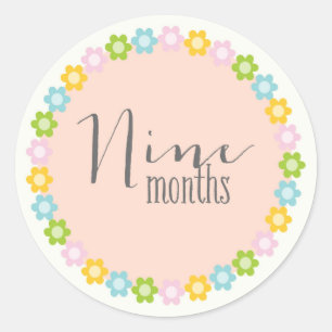 Bloemen Negen maanden Nieuwe Baby Sticker