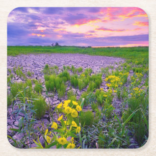 Bloemen North Dakota Red River Valley Vierkante Kartonnen Onderzetter