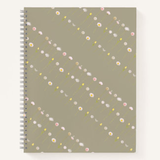 Bloemen Notitieboek – Pastelbloemen Olijfgroen