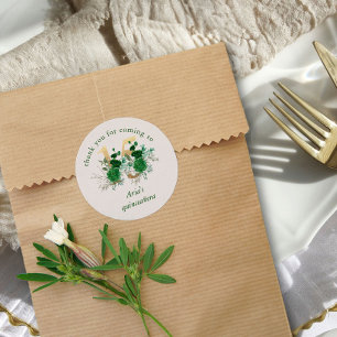 Bloemen Nummer 15 Ivoor Groen en Goud Quinceanera Ronde Sticker