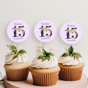 Bloemen nummer 15 Paarse Wisteria Quinceanera Ronde Sticker