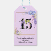 Bloemen nummer 15 Quinceanera dank u Cadeaulabel (Voorkant)