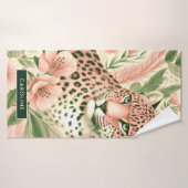  Bloemen Oerwoud Luipaard Badhanddoek (Badhanddoek)