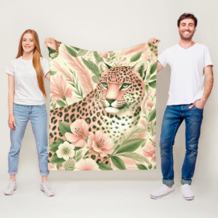  Bloemen Oerwoud Luipaard Fleece Deken