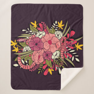 Bloemen Oerwouden slangen Tropisch Vintage Sherpa Deken