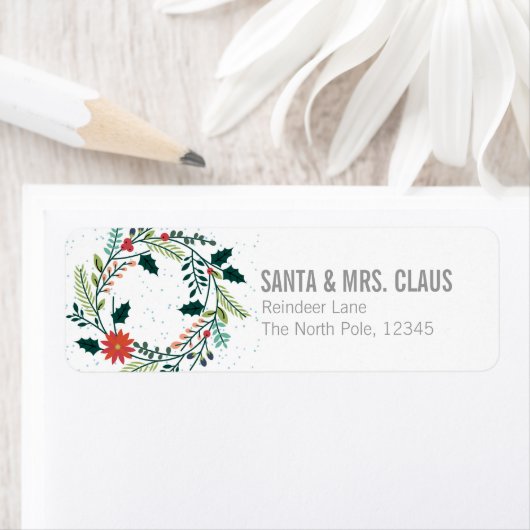 Bloemen of botanische kerst krans etiket (Insitu)