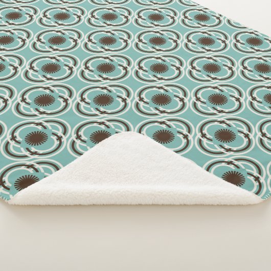 Bloemen of ogen - turquoise en bruin sherpa deken (3/4)